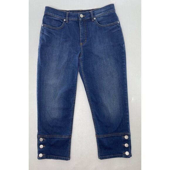 Escada Sport Women’s Denim Cropped Button Accent Jeans Size 38 Made In Italy - Picture 1 of 10
